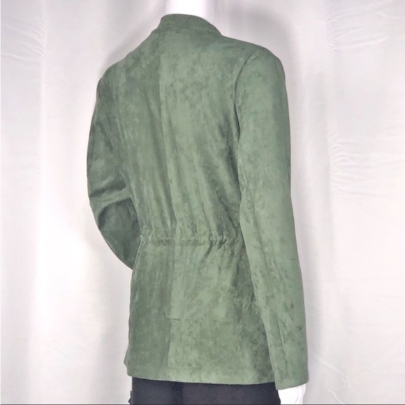 Blank NYC Sage Vegan Suedes Waterfall Lapel Drawstring Front Closure Jacket SzS - Picture 8 of 16